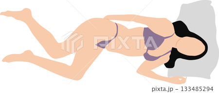 昼寝をする女性のイラスト	 133485294