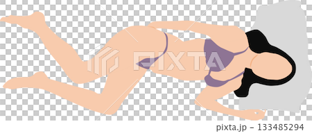 昼寝をする女性のイラスト	 133485294