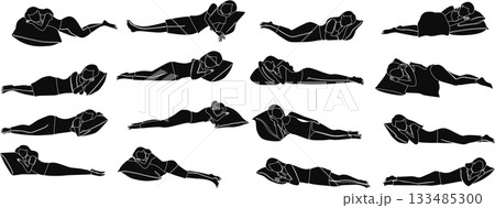 昼寝をする女性のイラスト	 133485300