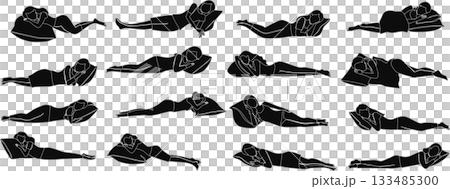 昼寝をする女性のイラスト	 133485300