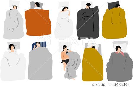 昼寝をする女性のイラスト	 133485305