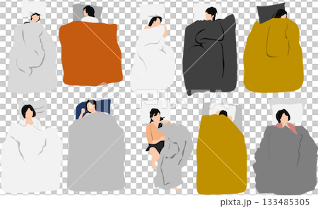 昼寝をする女性のイラスト	 133485305