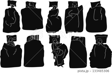 昼寝をする女性のイラスト	 133485306