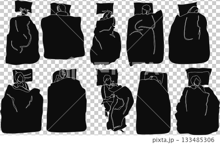 昼寝をする女性のイラスト	 133485306