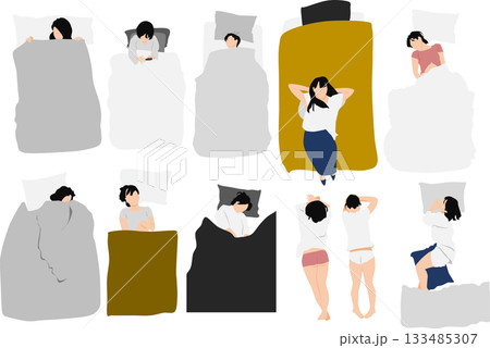 昼寝をする女性のイラスト	 133485307