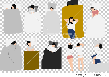 昼寝をする女性のイラスト	 133485307