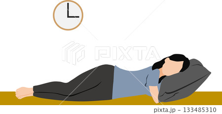 昼寝をする女性のイラスト	 133485310