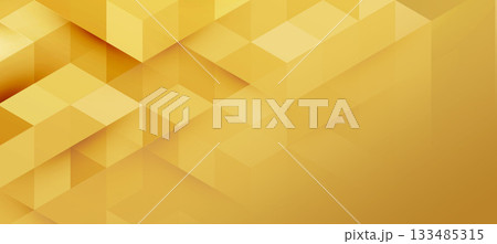 Gold geometric abstract background. Triangles and Cubes Pattern. Modern Graphic Design BG for banner, flyer, card, cover, or brochure 133485315