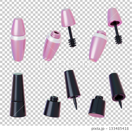 cartoon style mascara and eye liner 3D graphic 133485418