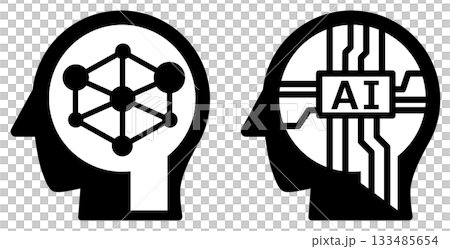 Future AI brain icon evolving with advanced technology Future AI brain icon evolving with advanced technology 133485654