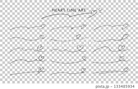 Handwritten Heart Line Set Monotone 133485934