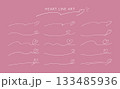 手書き風ハート線セット　ローズピンク 133485936