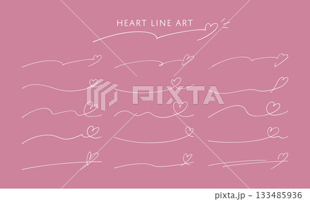 手書き風ハート線セット　ローズピンク 133485936