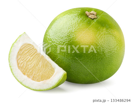 Sweetie fruit and slice on a white background. Isolated 133486294