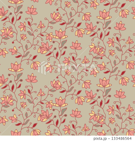 Warm Botanical Floral Cascade Harmony Warm Botanical Floral Cascade Harmony 133486564