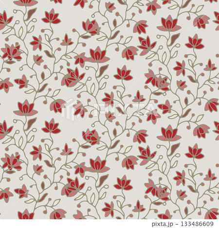 Red Blossom Meadow Vintage Vines 133486609