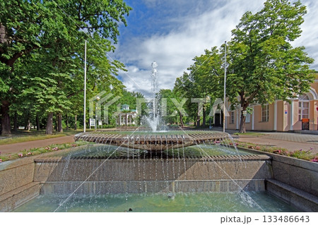 Central fountain and park area in Karlovy Vary Czech Republic 133486643