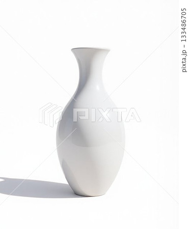 empty glass vase on white background 133486705