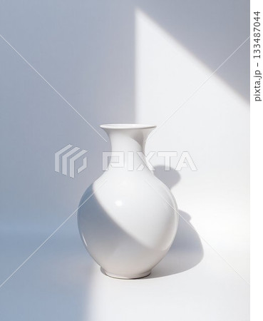 blue ceramic vase on white background 133487044