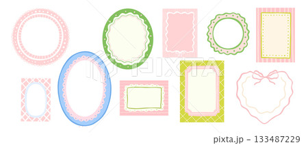 Hand drawn fun colorful frame, oval and round childish borders set, cute vector flat illustrations collection Hand drawn fun colorful frame, oval and round childish borders set, cute vector flat illustrations collection 133487229