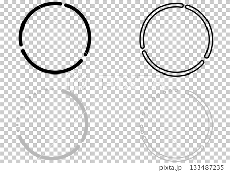 途切れと点線で構成された円形のフレーム・円の分割・構成要素のアイコンセット 途切れと点線で構成された円形のフレーム・円の分割・構成要素のアイコンセット 133487235