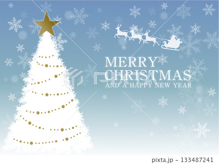クリスマスカード　クリスマスの背景素材　クリスマスツリーとサンタクロース 133487241
