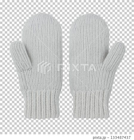 ふんわりニットの冬用ミトン（グレー） 133487437