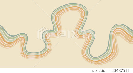 Groove 60s rainbow line background. Wavy stripes vintage colors cover. Playful squiggle wave arch wall design. Vector retro beige wiggle ornament. Simple music dynamic backdrop Groove 60s rainbow line background. Wavy stripes vintage colors cover. Playful squiggle wave arch wall design. Vector retro beige wiggle ornament. Simple music dynamic backdrop 133487511