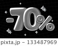 Chrome 70 and percent off sale 3d balloon numbers with sparkles on dark background 133487969