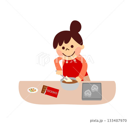チョコレート作りをする女性 133487970