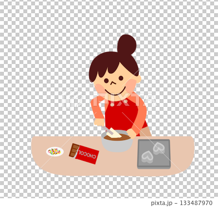 チョコレート作りをする女性 133487970