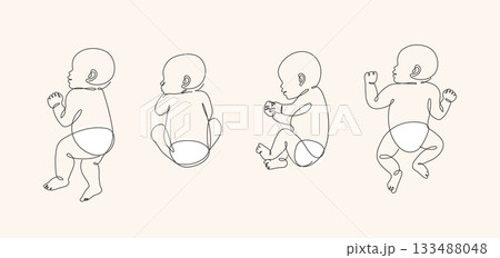 Newborns silhouette in a diaper collection beige 133488048