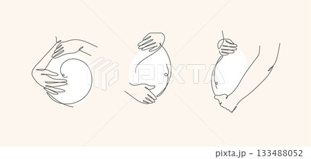 Pregnant woman belly silhouette collection beige Pregnant woman belly silhouette collection beige 133488052