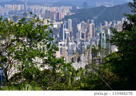 The view of Hong Kong cityscape from the Peak of Hong Kong. Beautiful and stunning view of Hong Kong. Hong Kong Cityscape and skyline. The view of Hong Kong cityscape from the Peak of Hong Kong. Beautiful and stunning view of Hong Kong. Hong Kong Cityscape and skyline. 133488276