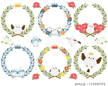 シマエナガと自然の月桂冠フレーム6種セット 133488359