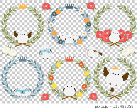 シマエナガと自然の月桂冠フレーム6種セット 133488359