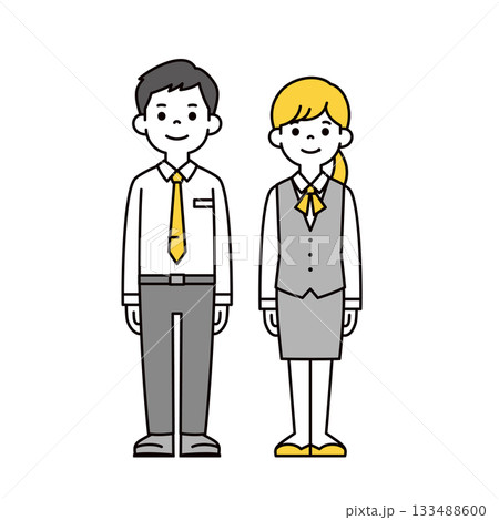 制服・スーツを着た若い男女の銀行員・新入社員・ビジネスマンの全身ベクターイラスト素材セット 制服・スーツを着た若い男女の銀行員・新入社員・ビジネスマンの全身ベクターイラスト素材セット 133488600