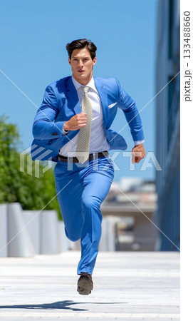 young business man in suit running in the city 133488660