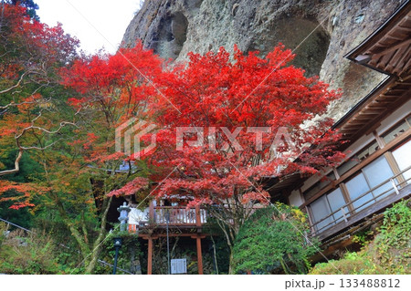 【愛媛県】晴天の岩屋寺と紅葉 133488812