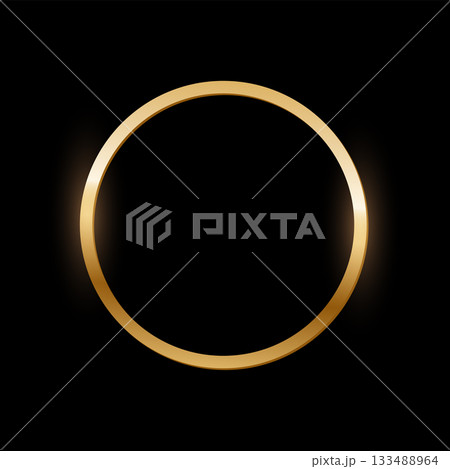 Golden round photo frame on black background. Gold circle button. Blank space for picture, painting, card. 3d realistic empty template vector illustration. Simple object mockup Golden round photo frame on black background. Gold circle button. Blank space for picture, painting, card. 3d realistic empty template vector illustration. Simple object mockup 133488964