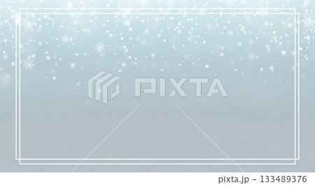 水色グラデーションに雪が降る幻想的な冬の背景デザイン 水色グラデーションに雪が降る幻想的な冬の背景デザイン 133489376