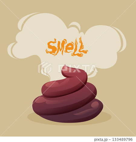 Poop mountain. disgusting smell from trash of human excrement. vector background 133489796