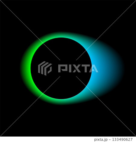 Neon color round frame with gradient effect. Abstract blending green blue light circle background. Colored rainbow bright icon. Colorful geometric graphic vector illustration isolated on black Neon color round frame with gradient effect. Abstract blending green blue light circle background. Colored rainbow bright icon. Colorful geometric graphic vector illustration isolated on black 133490627