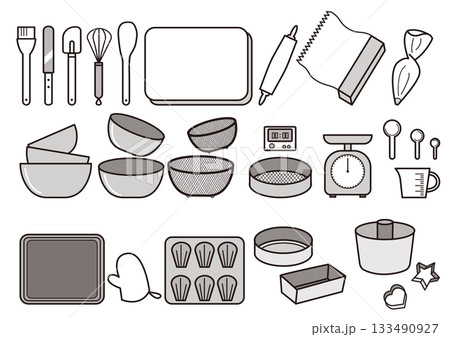 製菓道具セット（モノクロ） 133490927