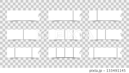 Collection of minimalistic blank discount vouchers with a dashed tear line, ready for design. v 133491145