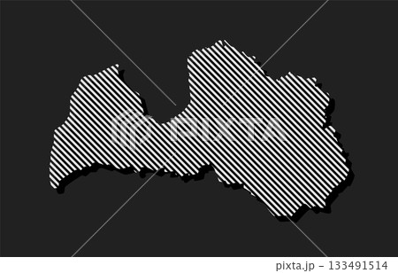Abstract vector map of Latvia, parallel grey lines 133491514