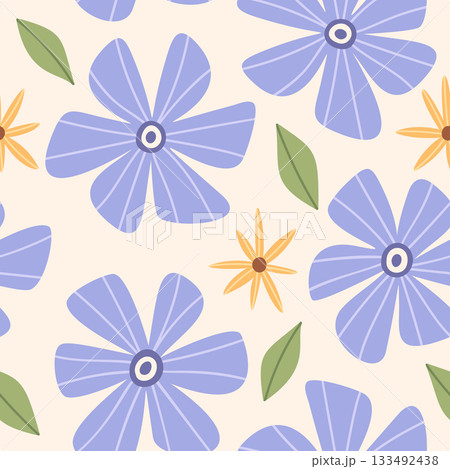 Cornflower blooms seamless pattern design Cornflower blooms seamless pattern design 133492438