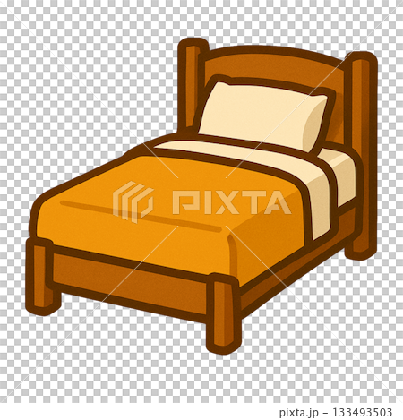 ウッドベッドのシンプルなイラスト 133493503