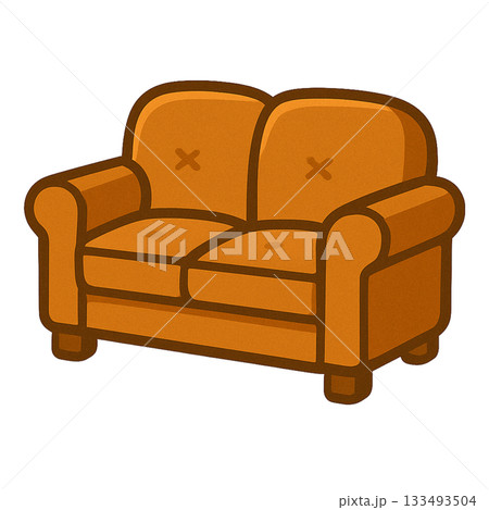 茶色いソファのシンプルなイラスト 133493504