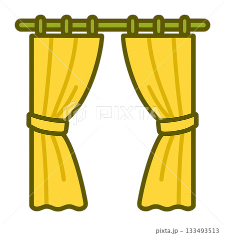 黄色いカーテンのシンプルなイラスト 133493513